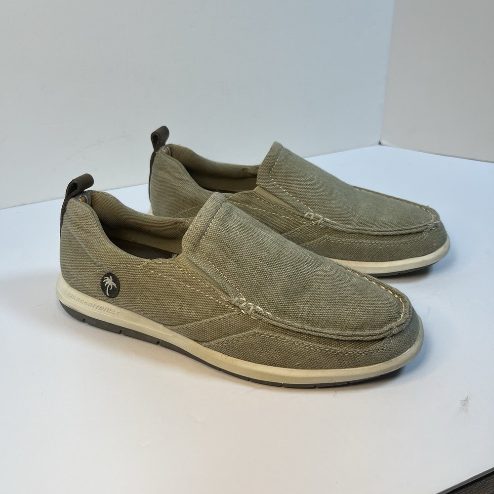 Margaritaville Marina Boat‎ Shoes Loafers Slip On Casual Canvas Green Mens 8.5